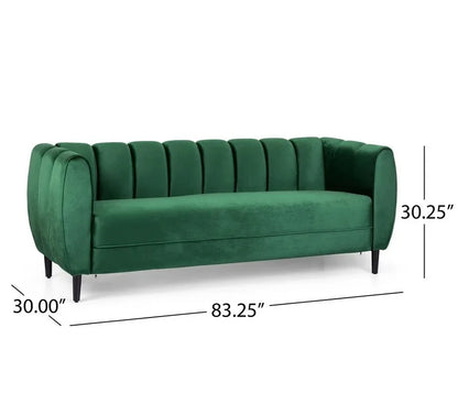 Modern Velvet 3 Seater Sofa Upholstered Soft Comfortable Sofa with Wooden Feet for Living Room 30.00" D X 83.25" W X 30.25" H