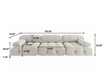 104" Minimalist Modular Sectional Sofas Modern Velvet Convertible Couches 3 Seats Living Room Sofa Sets for Office Apartment