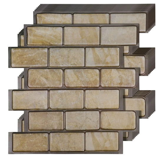 10 PCS 3D Wall Tiles Panels Peel and Stick 11.8" * 11.8" Faux Brick in Wallpaper for Walls 3D Wall Tiles Textured