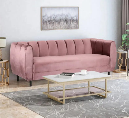 Modern Velvet 3 Seater Sofa Upholstered Soft Comfortable Sofa with Wooden Feet for Living Room 30.00" D X 83.25" W X 30.25" H