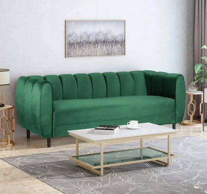 Modern Velvet 3 Seater Sofa Upholstered Soft Comfortable Sofa with Wooden Feet for Living Room 30.00" D X 83.25" W X 30.25" H